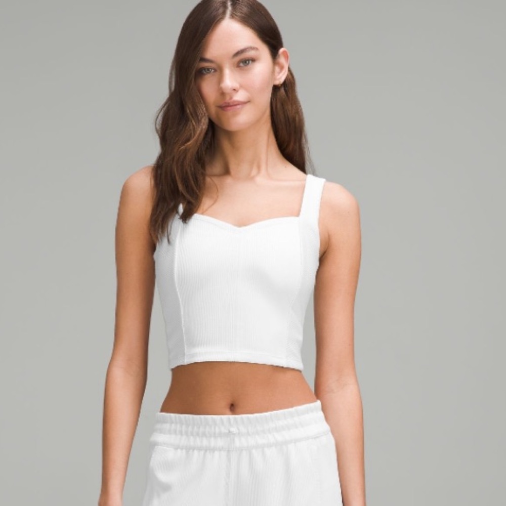 Lululemon Athletica softstream sweetheart Ribbed Cropped Tank Top - light vapor
